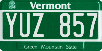VT license plate YUZ857