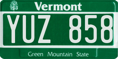 VT license plate YUZ858