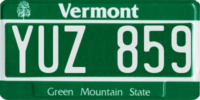 VT license plate YUZ859