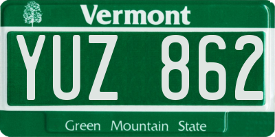 VT license plate YUZ862