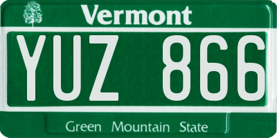 VT license plate YUZ866