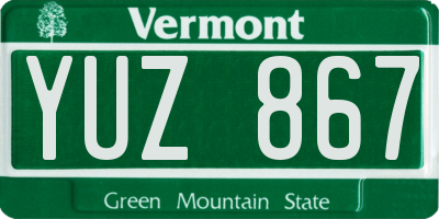VT license plate YUZ867
