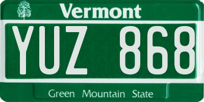 VT license plate YUZ868