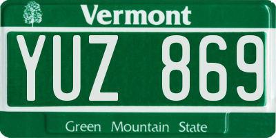 VT license plate YUZ869