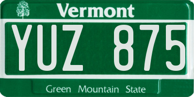 VT license plate YUZ875