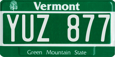 VT license plate YUZ877