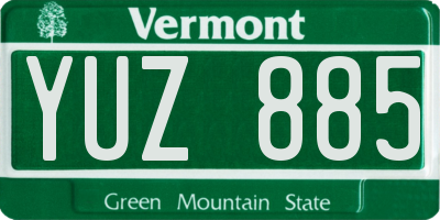 VT license plate YUZ885