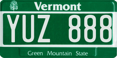 VT license plate YUZ888