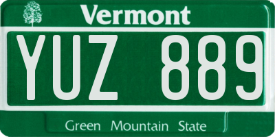 VT license plate YUZ889