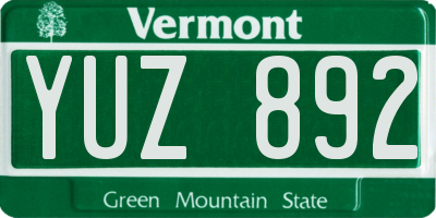 VT license plate YUZ892
