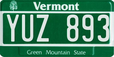 VT license plate YUZ893