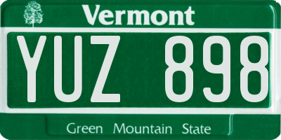 VT license plate YUZ898