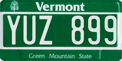 VT license plate YUZ899