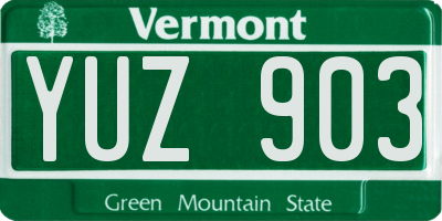 VT license plate YUZ903