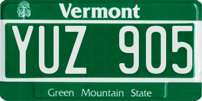 VT license plate YUZ905