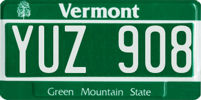 VT license plate YUZ908