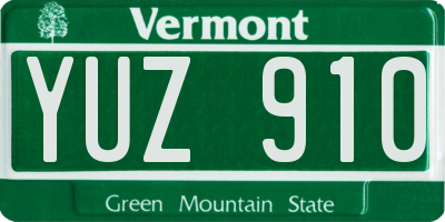 VT license plate YUZ910