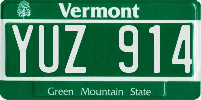 VT license plate YUZ914