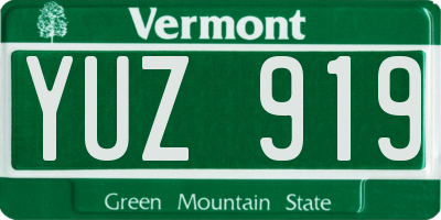 VT license plate YUZ919
