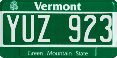 VT license plate YUZ923