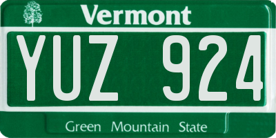 VT license plate YUZ924