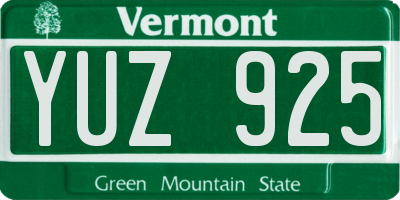 VT license plate YUZ925