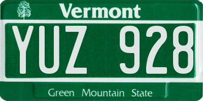 VT license plate YUZ928