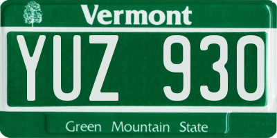 VT license plate YUZ930