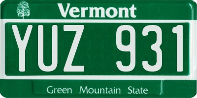 VT license plate YUZ931