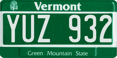 VT license plate YUZ932
