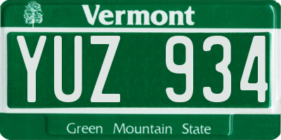 VT license plate YUZ934