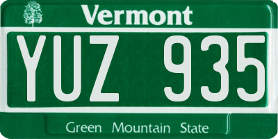 VT license plate YUZ935