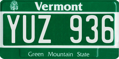 VT license plate YUZ936