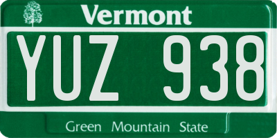 VT license plate YUZ938