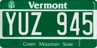 VT license plate YUZ945