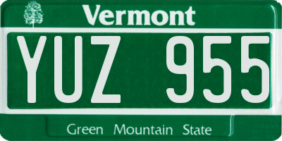 VT license plate YUZ955