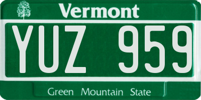 VT license plate YUZ959