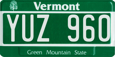 VT license plate YUZ960