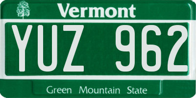VT license plate YUZ962