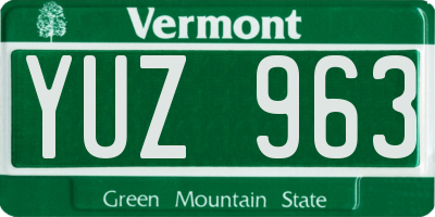 VT license plate YUZ963