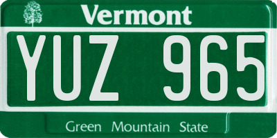 VT license plate YUZ965
