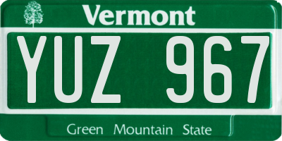VT license plate YUZ967