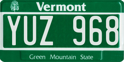 VT license plate YUZ968