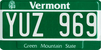 VT license plate YUZ969