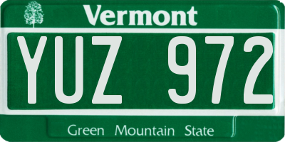 VT license plate YUZ972