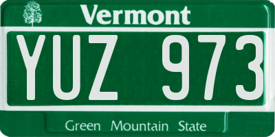VT license plate YUZ973