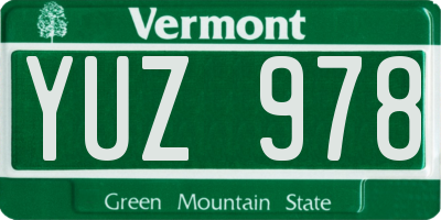 VT license plate YUZ978
