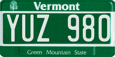 VT license plate YUZ980