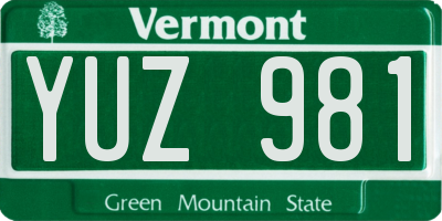VT license plate YUZ981