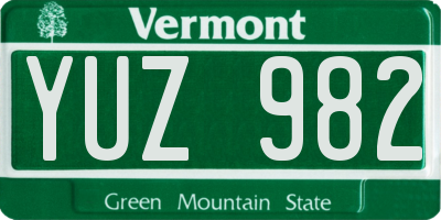 VT license plate YUZ982